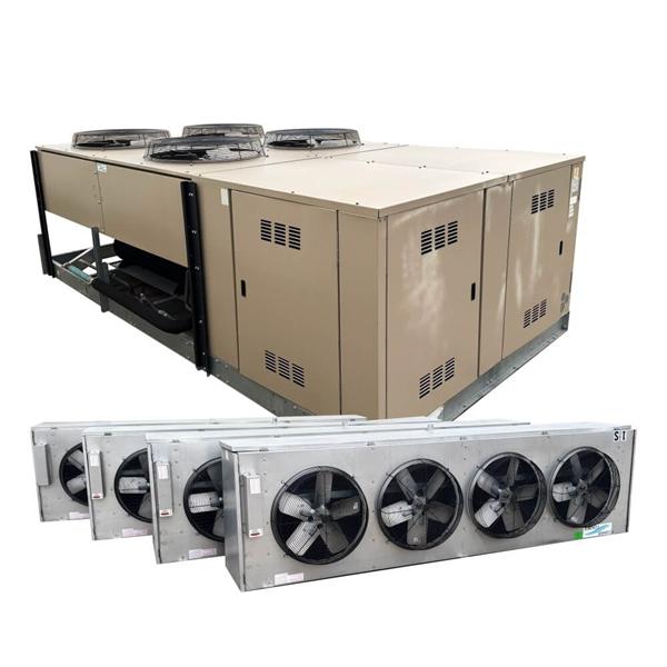 Used 60 HP Climate Control Medium Temp Refrigeration Systems with electric defrost evaporators